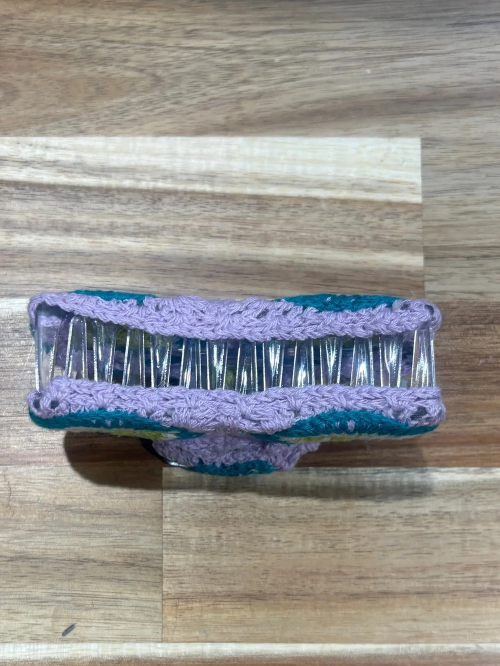Handmade Crochet Hair Claw with Colorful Motif